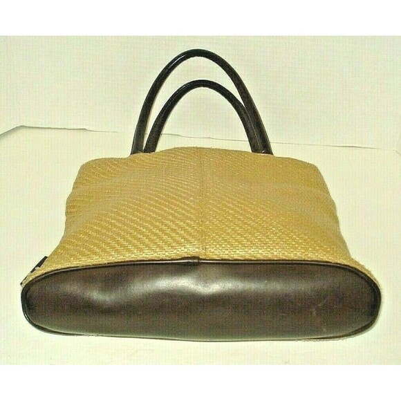 Cerruti 1881 Purse Tan Bucket Bag Faux Leather Shoulder Bag Raffia Purse - Picture 3 of 5